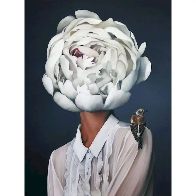 Abstract Diy Girls Shape Flowers Canvas Wall Art