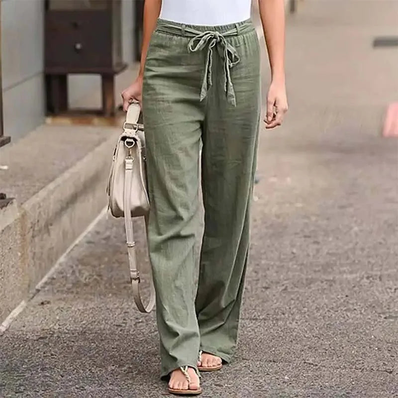 Stylish Summer Wide Leg Cotton Linen Pants