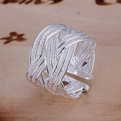 Adjustable 925 Silver Open Ring for Women