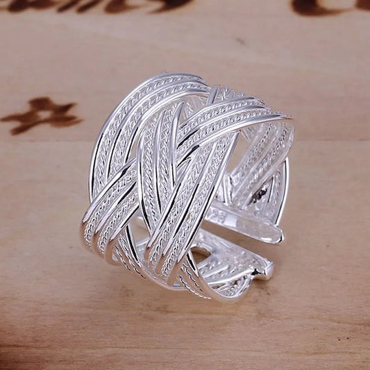 Adjustable 925 Silver Open Ring for Women