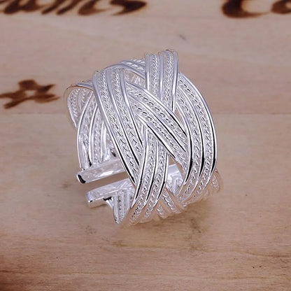 Adjustable 925 Silver Open Ring for Women