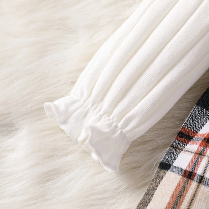 Kariertes Kleid mit Schleife und Stirnband für Baby (Mädchen)