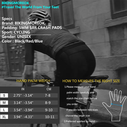 Rutschfeste Fahrradhandschuhe mit Vollfinger, 5 mm gepolstert