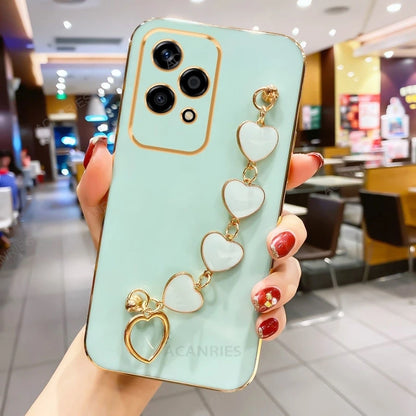 Anti-Fingerprint Heart Bracelet Plating Phone Cases