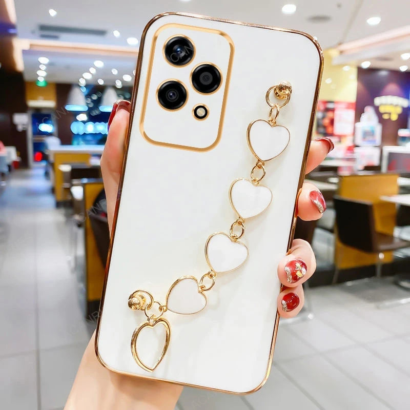 Anti-Fingerprint Heart Bracelet Plating Phone Cases