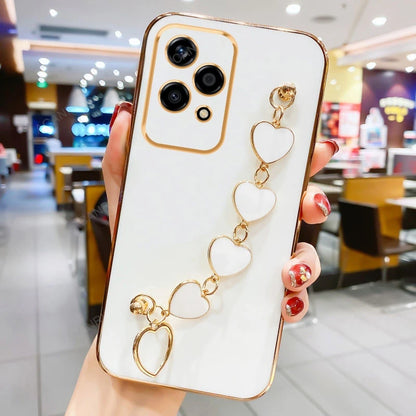 Anti-Fingerprint Heart Bracelet Plating Phone Cases