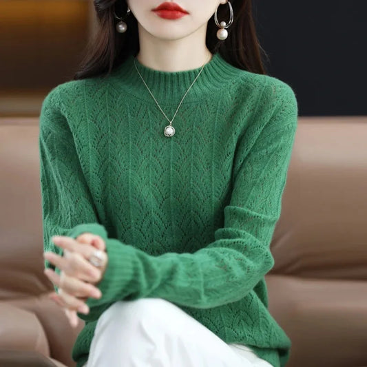 Autumn Winter Knitted Ladies Woolen Sweater