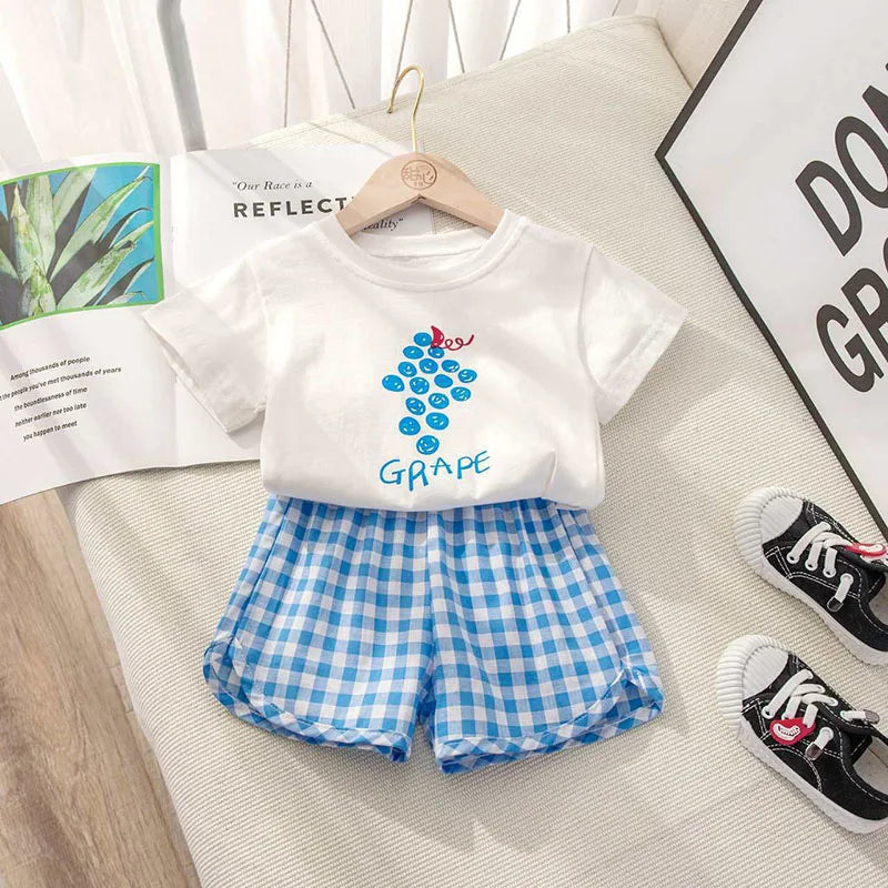 Baby Girls Short Sleeved Thin Cotton Print Set