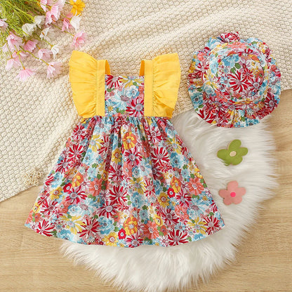 Baby Girl Sleeveless Cotton Floral Printed Dress