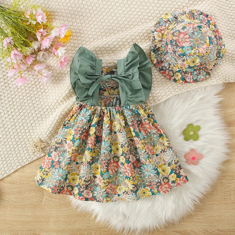 Baby Girl Sleeveless Cotton Floral Printed Dress