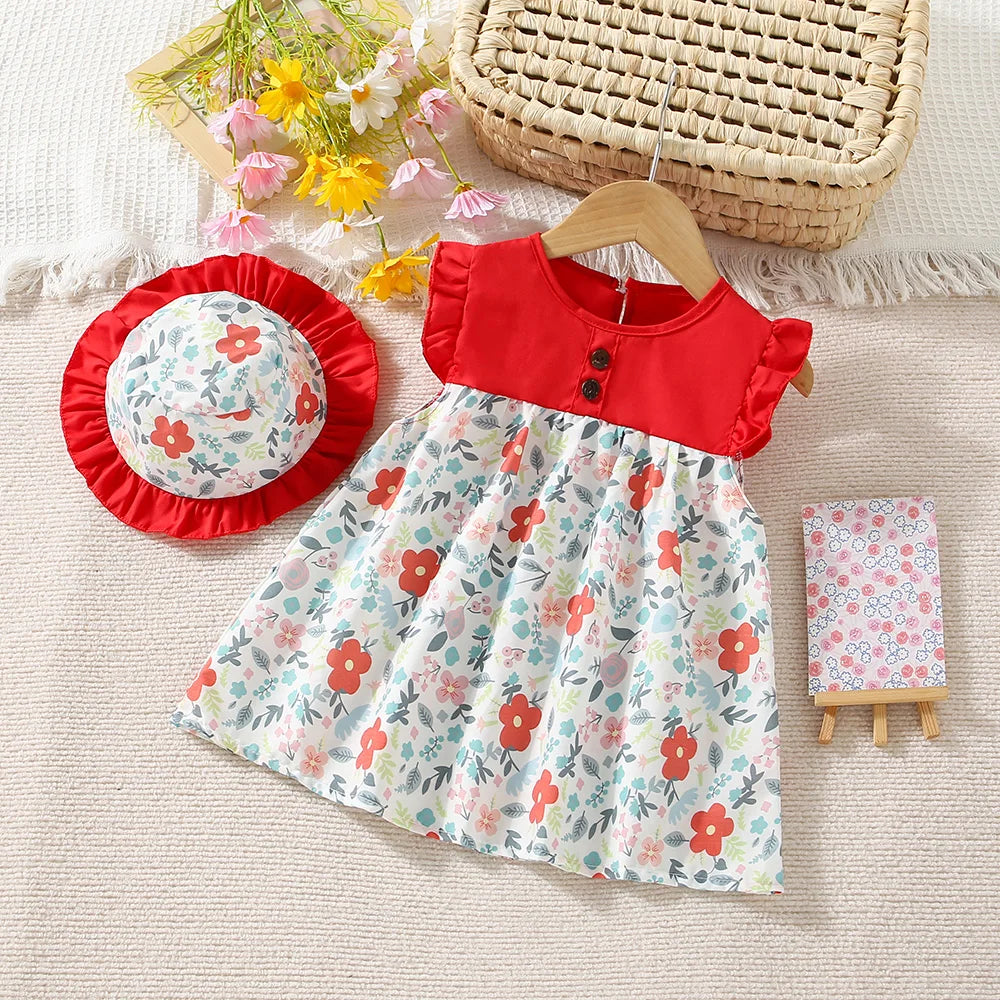 Baby Girl Sleeveless Cotton Floral Printed Dress