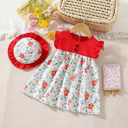 Baby Girl Sleeveless Cotton Floral Printed Dress