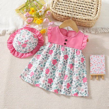 Baby Girl Sleeveless Cotton Floral Printed Dress