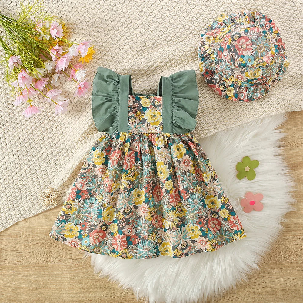 Baby Girl Sleeveless Cotton Floral Printed Dress