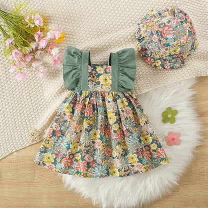 Baby Girl Sleeveless Cotton Floral Printed Dress