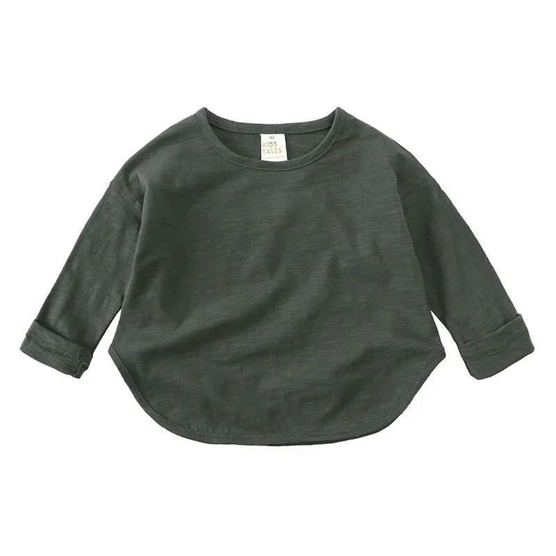 Baby O-Neck Simple Long Sleeves Cotton Tees