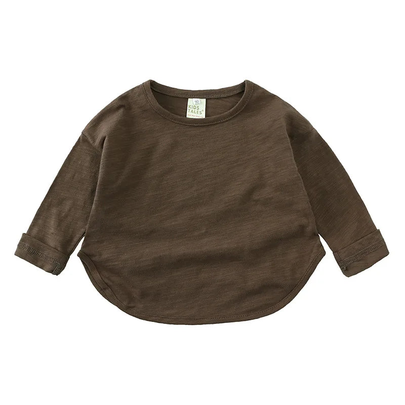 Baby O-Neck Simple Long Sleeves Cotton Tees