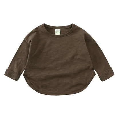 Baby O-Neck Simple Long Sleeves Cotton Tees