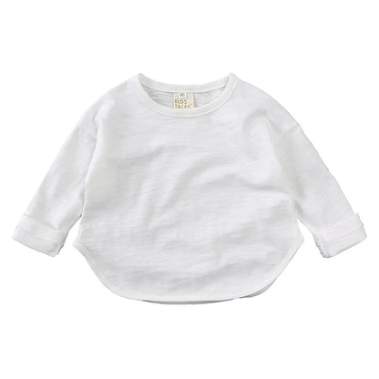 Baby O-Neck Simple Long Sleeves Cotton Tees