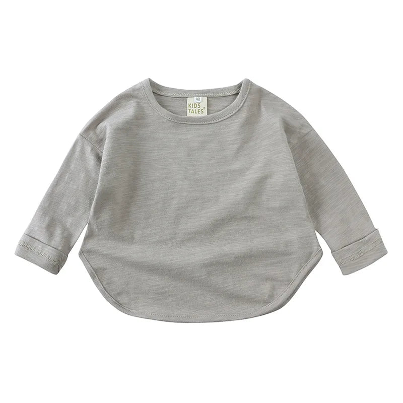 Baby O-Neck Simple Long Sleeves Cotton Tees
