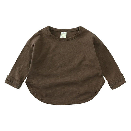 Baby O-Neck Simple Long Sleeves Cotton Tees