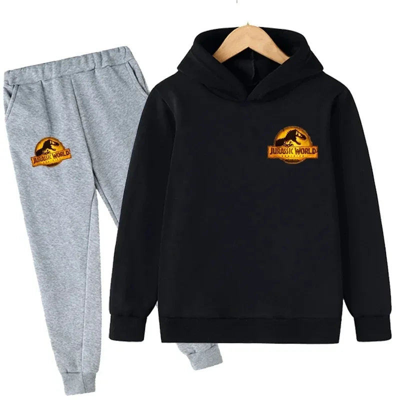 Boy's Long Sleeve Dinosaur Print Hoodie Suit