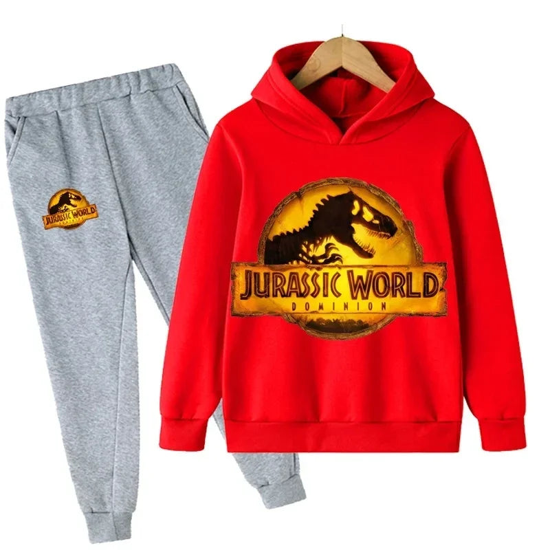 Boy's Long Sleeve Dinosaur Print Hoodie Suit