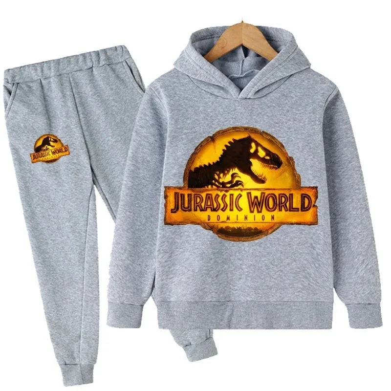 Boy's Longs Sleeve Dinosaur Print Hoodie Suit