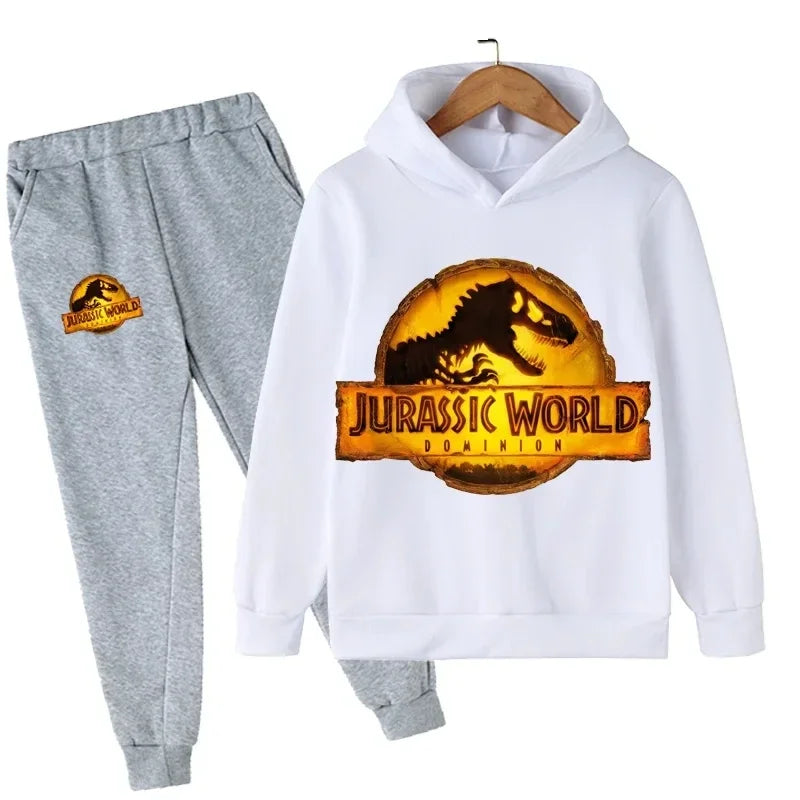 Boy's Longs Sleeve Dinosaur Print Hoodie Suit