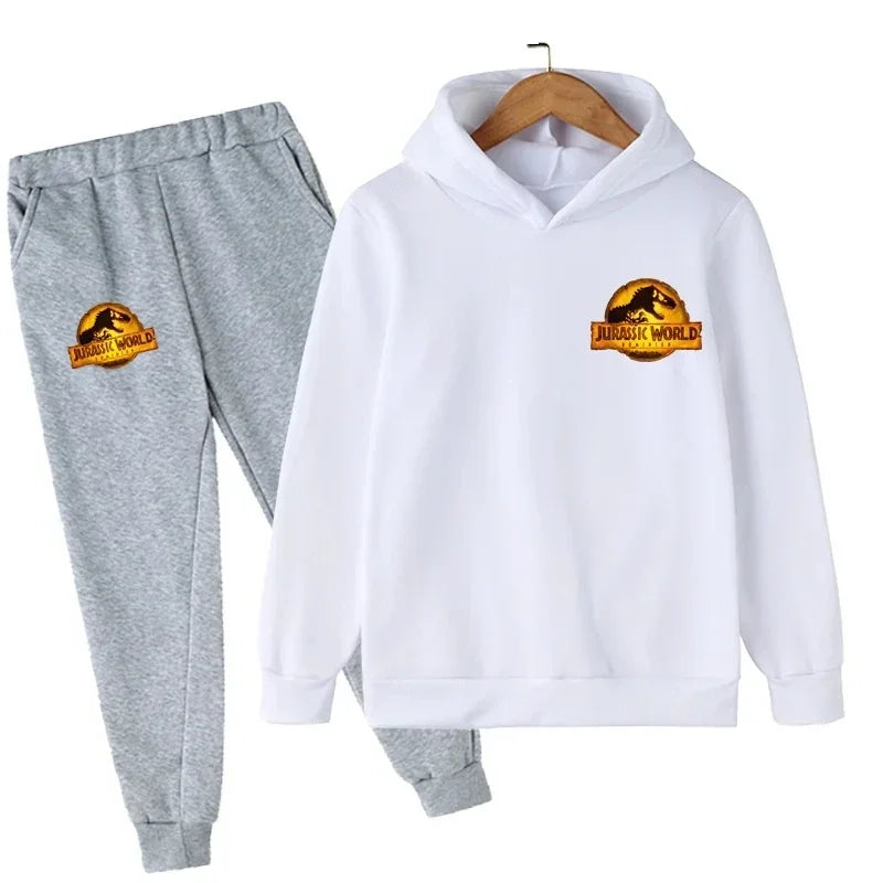 Boy's Long Sleeve Dinosaur Print Hoodie Suit