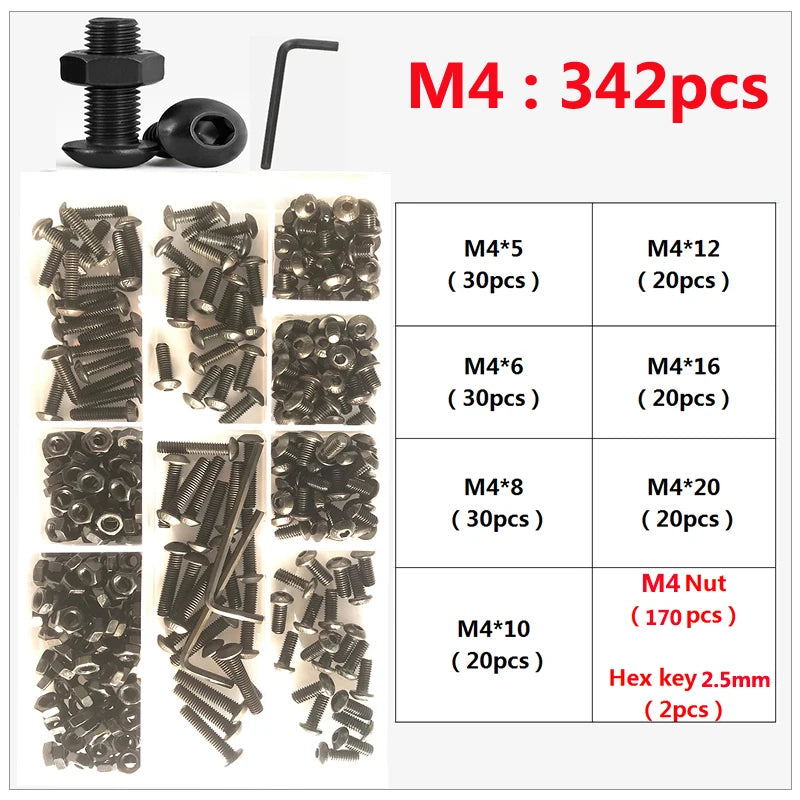 Carbon Steel Socket Button Head Screws and Nut Set