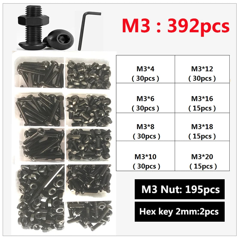 Carbon Steel Socket Button Head Screws and Nut Set