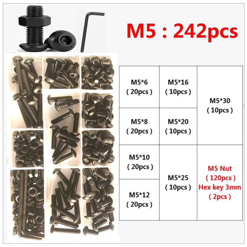 Carbon Steel Socket Button Head Screws and Nut Set