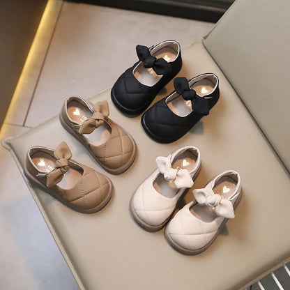 Girls Leather Bow Casual Spring Shoes