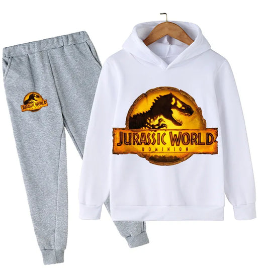 Children Dinosaur Print Hoodies Pants Set