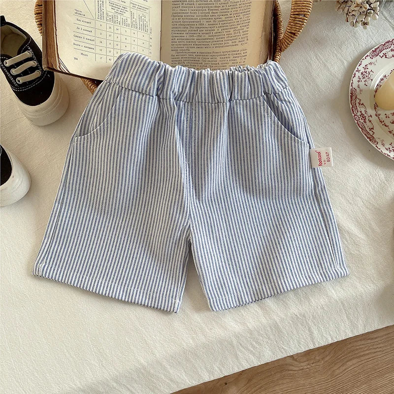 Children Summer Strips T Shirt 2pcs Set