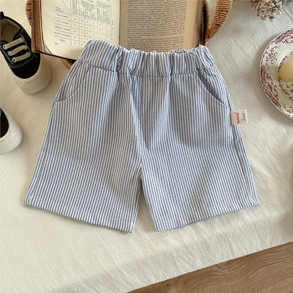 Children Summer Strips T Shirt 2pcs Set