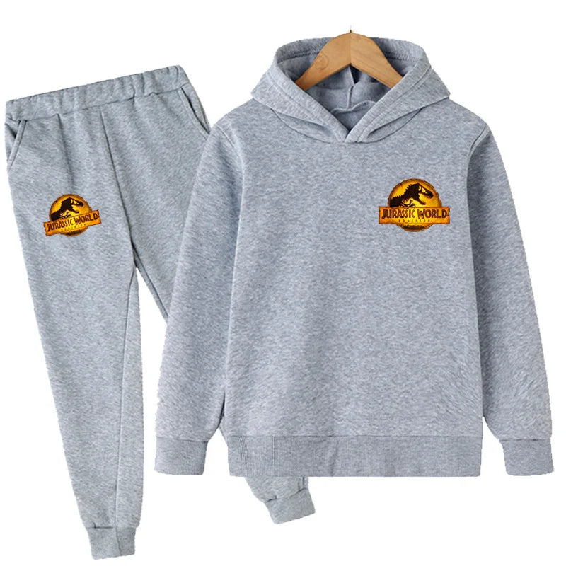 Children Dinosaur Print Hoodies Pants Set