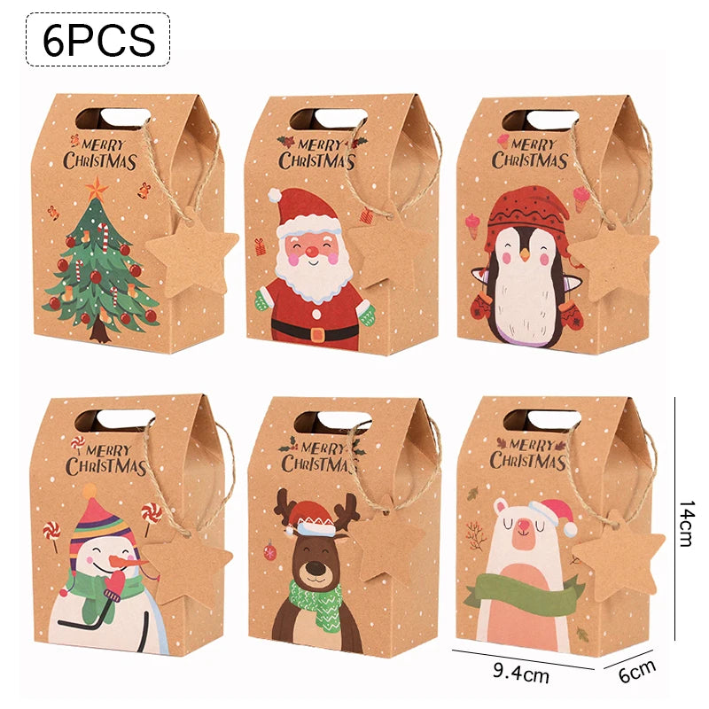 Christmas Festive Decor Kraft Paper Candy Gift Boxes