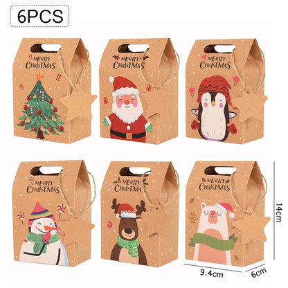 Christmas Festive Decor Kraft Paper Candy Gift Boxes