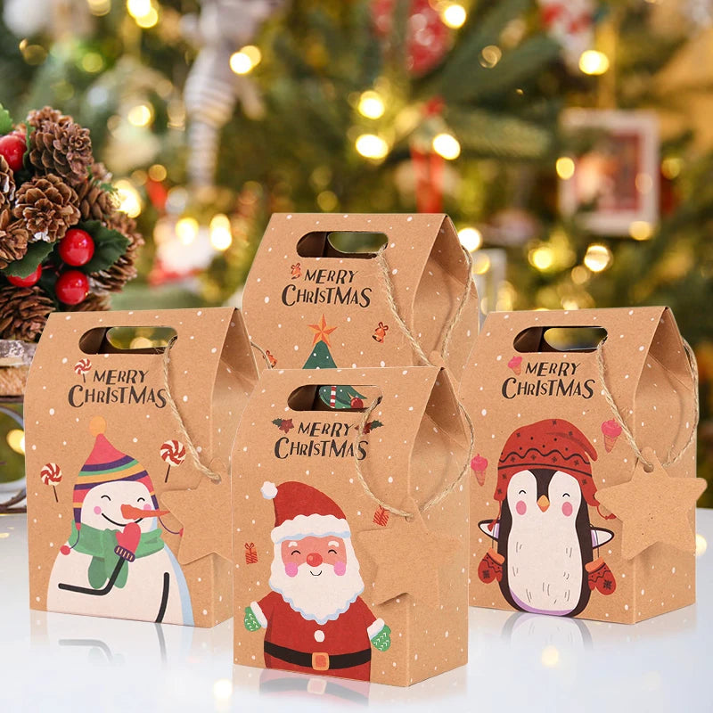 Christmas Festive Decor Kraft Paper Candy Gift Boxes