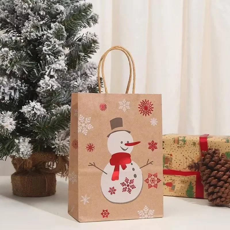 Christmas Kraft Paper Santa Claus Snowman Bags