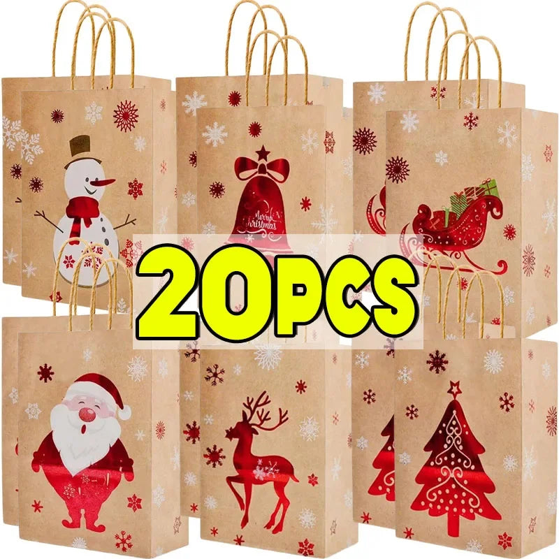 Christmas Kraft Paper Santa Claus Snowman Bags