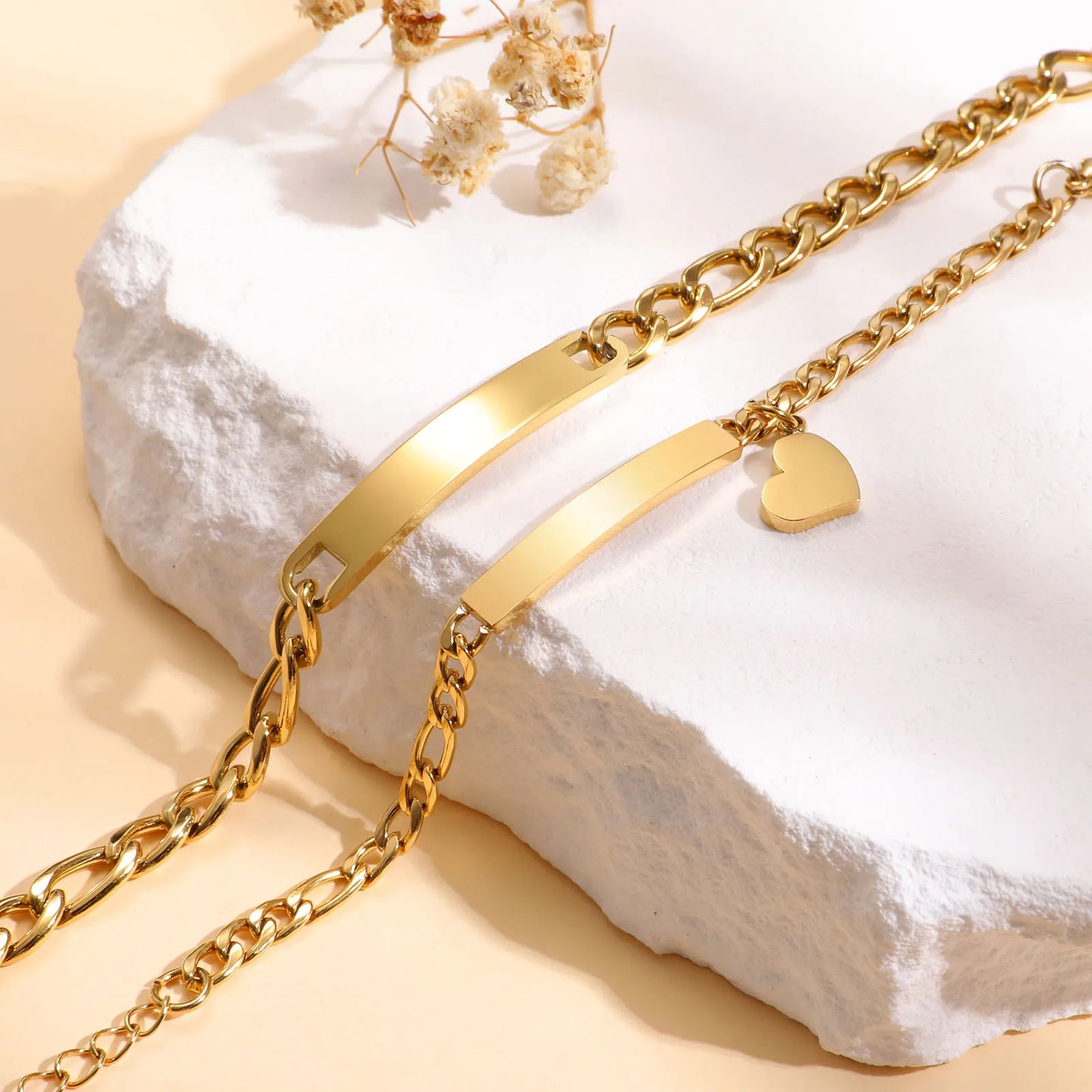 Custom Stainless Steel Couple Bracelet Set