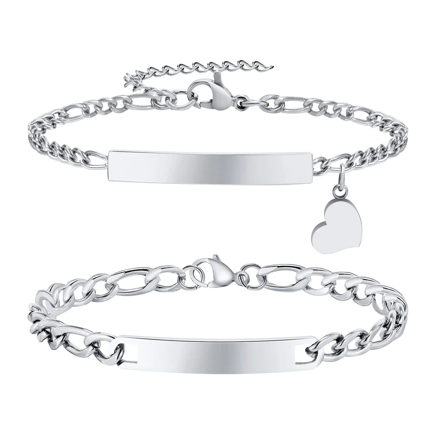 Custom Stainless Steel Couple Bracelet Set