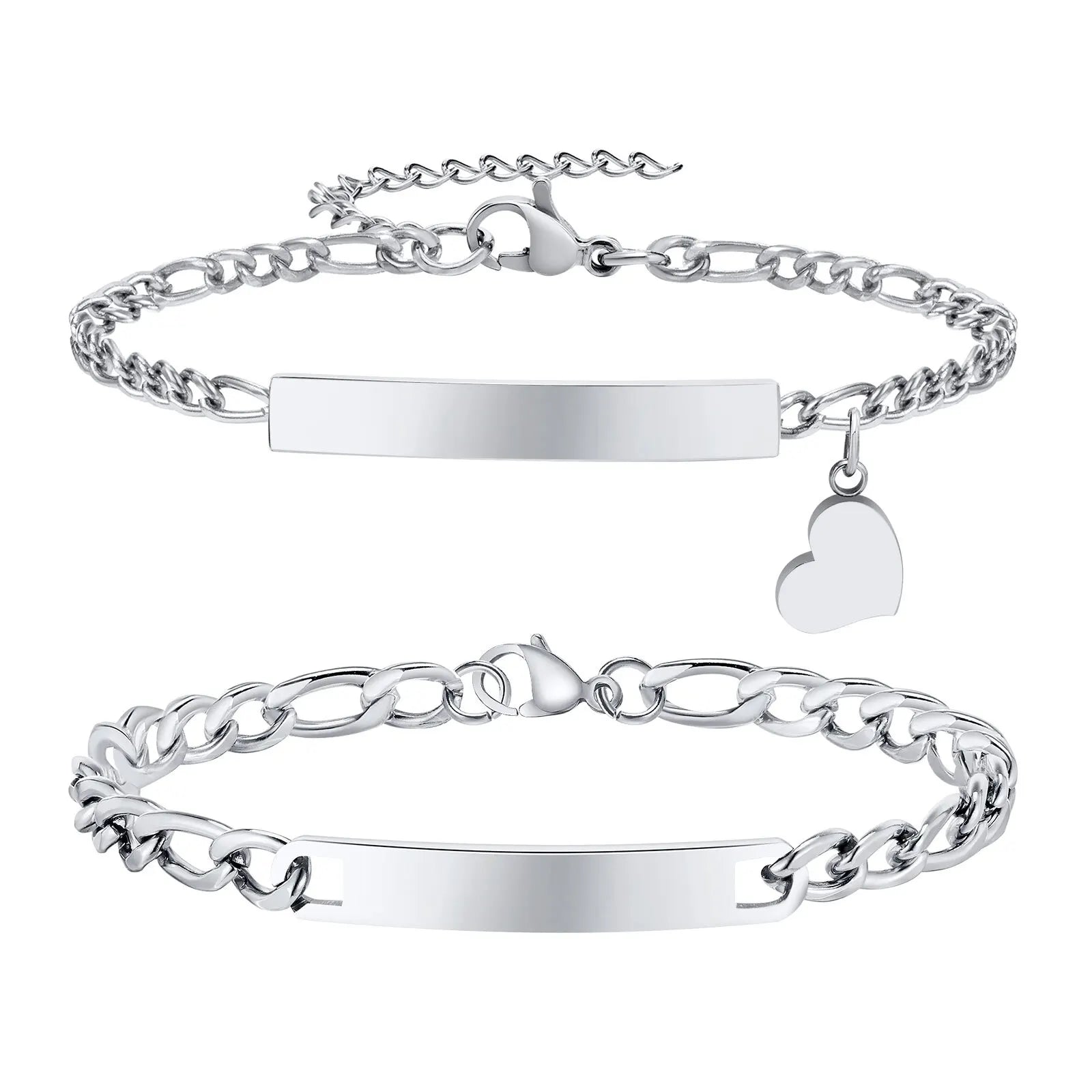 Custom Stainless Steel Couple Bracelet Set