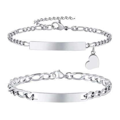 Custom Stainless Steel Couple Bracelet Set