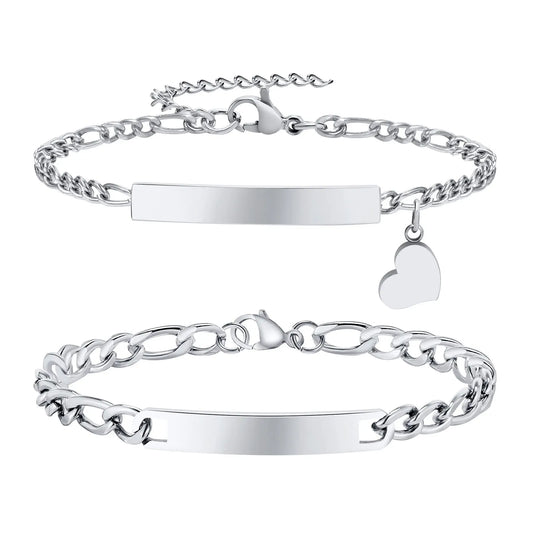 Custom Stainless Steel Couple Bracelet Set