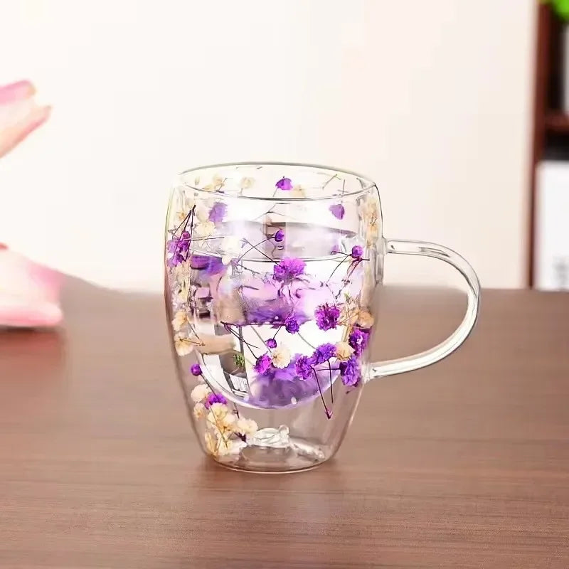 Daisy Flower Pattern Glass Mug