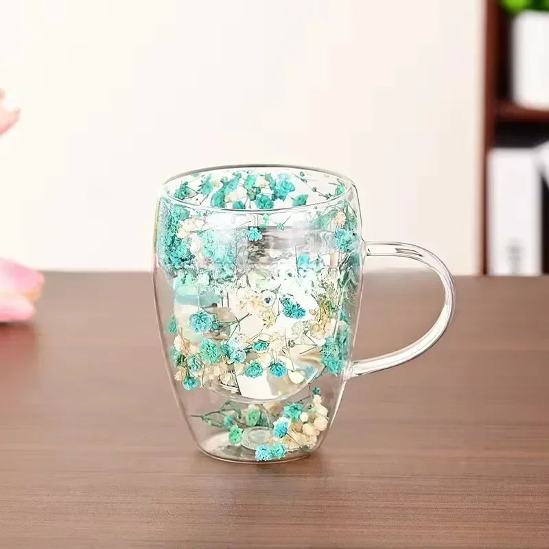 Daisy Flower Pattern Glass Mug